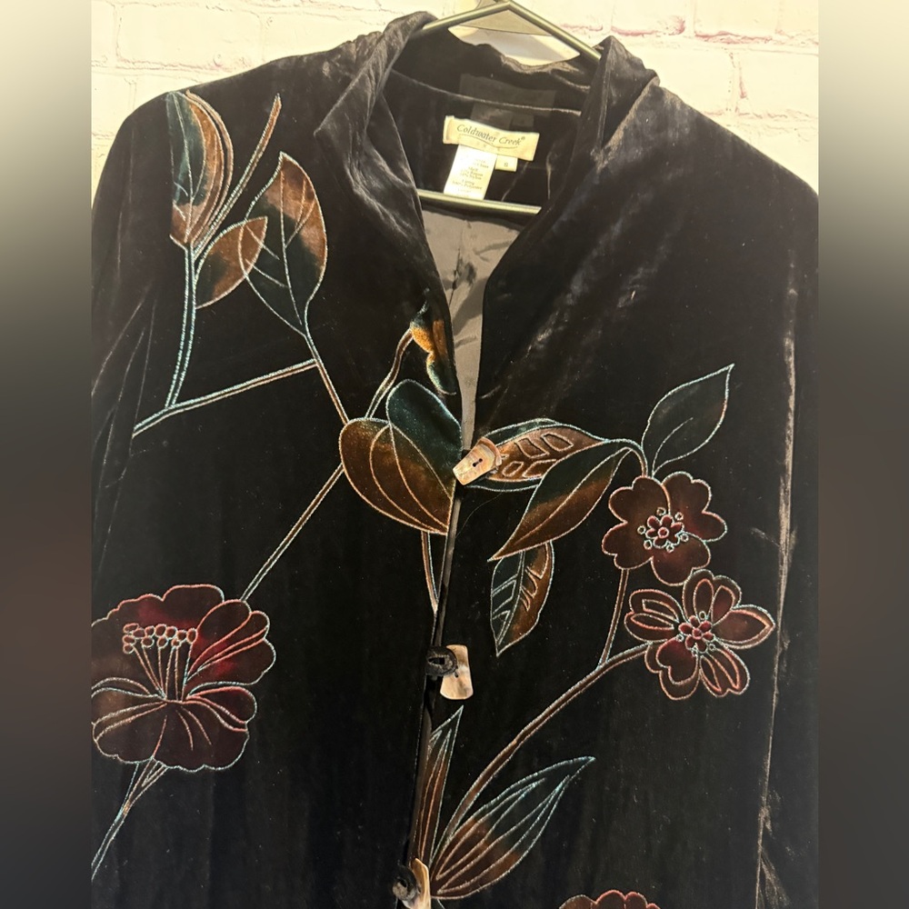 Coldwater Creek Black Velvet Floral Blazer - Picture 4 of 12